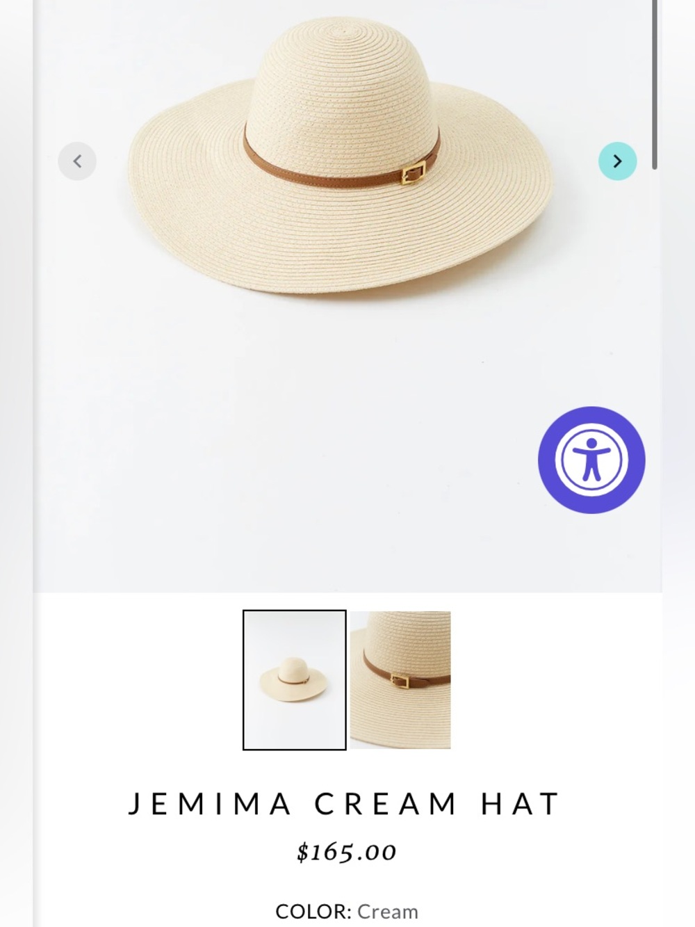 Melissa Odabash Jemima Women's Cream Sun Hat with Tan Band and Gold Buckle